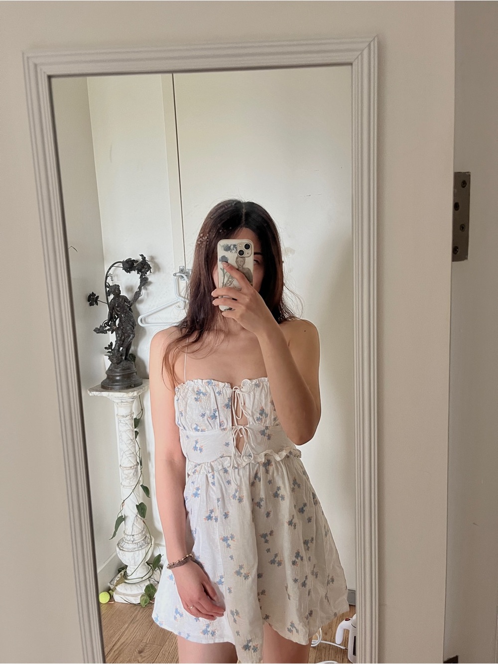 For love & lemons white mini floral dress. Size S
